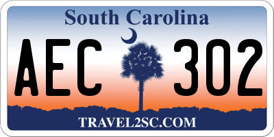 SC license plate AEC302