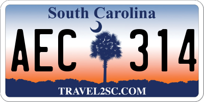 SC license plate AEC314