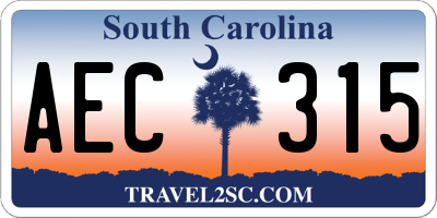 SC license plate AEC315