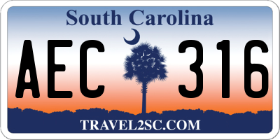 SC license plate AEC316