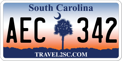 SC license plate AEC342
