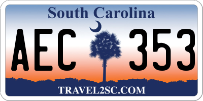 SC license plate AEC353