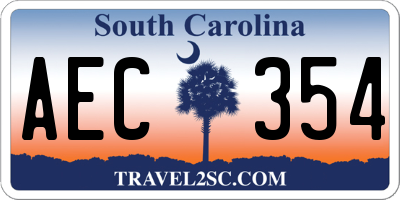 SC license plate AEC354