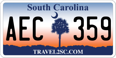 SC license plate AEC359