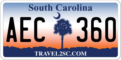 SC license plate AEC360