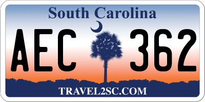 SC license plate AEC362