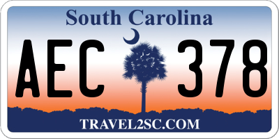 SC license plate AEC378
