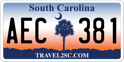 SC license plate AEC381