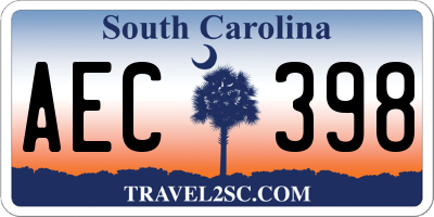 SC license plate AEC398