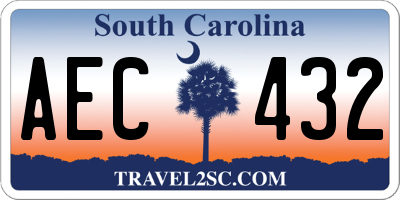 SC license plate AEC432