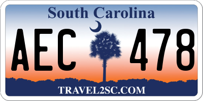 SC license plate AEC478