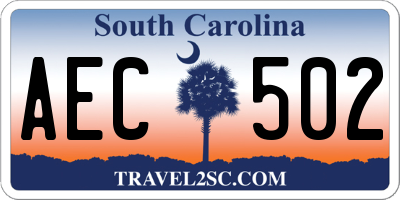 SC license plate AEC502