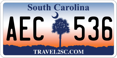 SC license plate AEC536