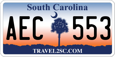 SC license plate AEC553