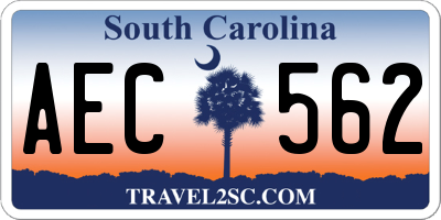 SC license plate AEC562