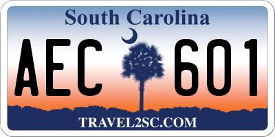 SC license plate AEC601