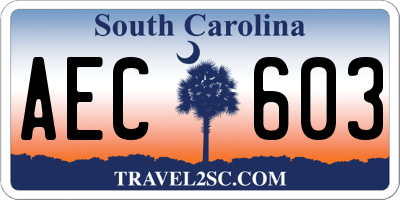 SC license plate AEC603