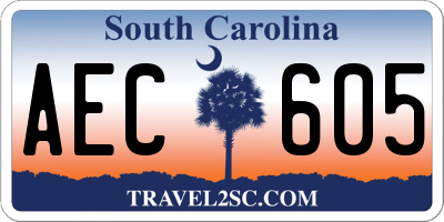 SC license plate AEC605