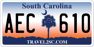 SC license plate AEC610