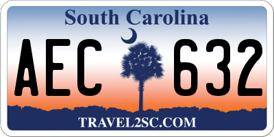 SC license plate AEC632