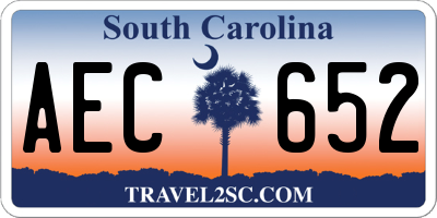 SC license plate AEC652