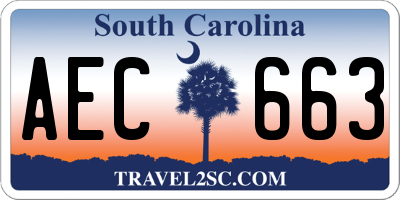 SC license plate AEC663