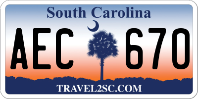 SC license plate AEC670