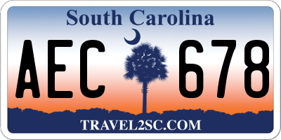 SC license plate AEC678