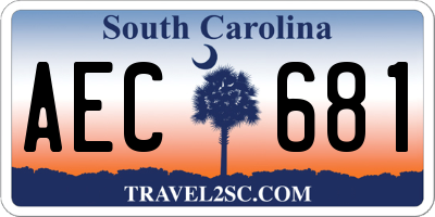 SC license plate AEC681