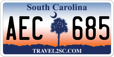 SC license plate AEC685