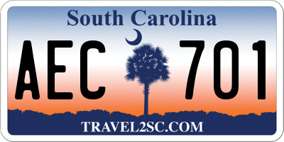 SC license plate AEC701