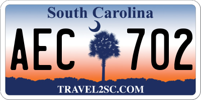 SC license plate AEC702