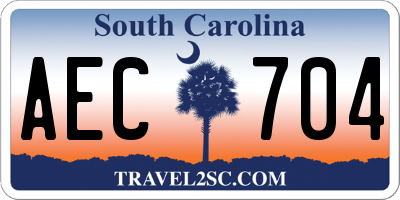 SC license plate AEC704