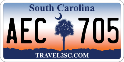 SC license plate AEC705