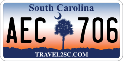 SC license plate AEC706