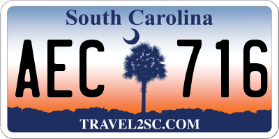 SC license plate AEC716