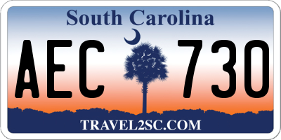 SC license plate AEC730