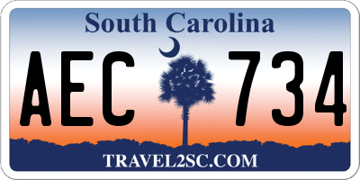 SC license plate AEC734