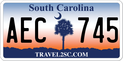 SC license plate AEC745