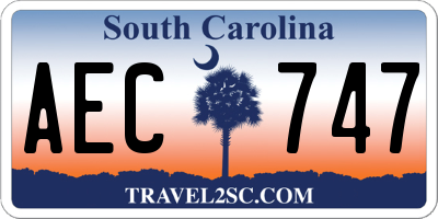 SC license plate AEC747