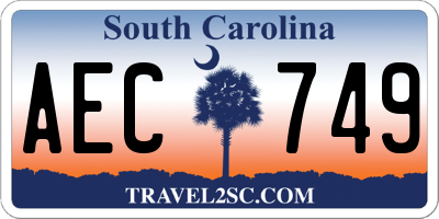 SC license plate AEC749
