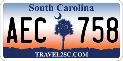 SC license plate AEC758