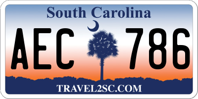 SC license plate AEC786