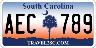 SC license plate AEC789