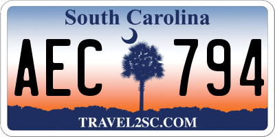 SC license plate AEC794