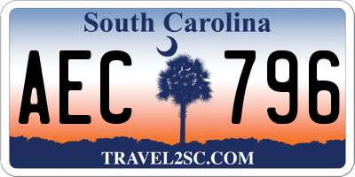 SC license plate AEC796