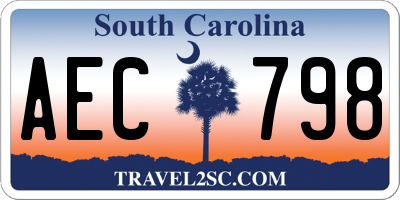 SC license plate AEC798