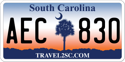 SC license plate AEC830