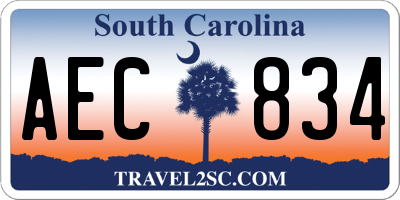 SC license plate AEC834
