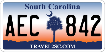 SC license plate AEC842